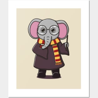 Cute Elephant In Wizard Costume Posters and Art